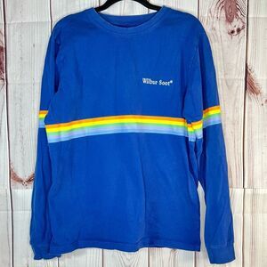 WILBUR SOOT Long Sleeve T-Shirt Blue Rainbow Stripe